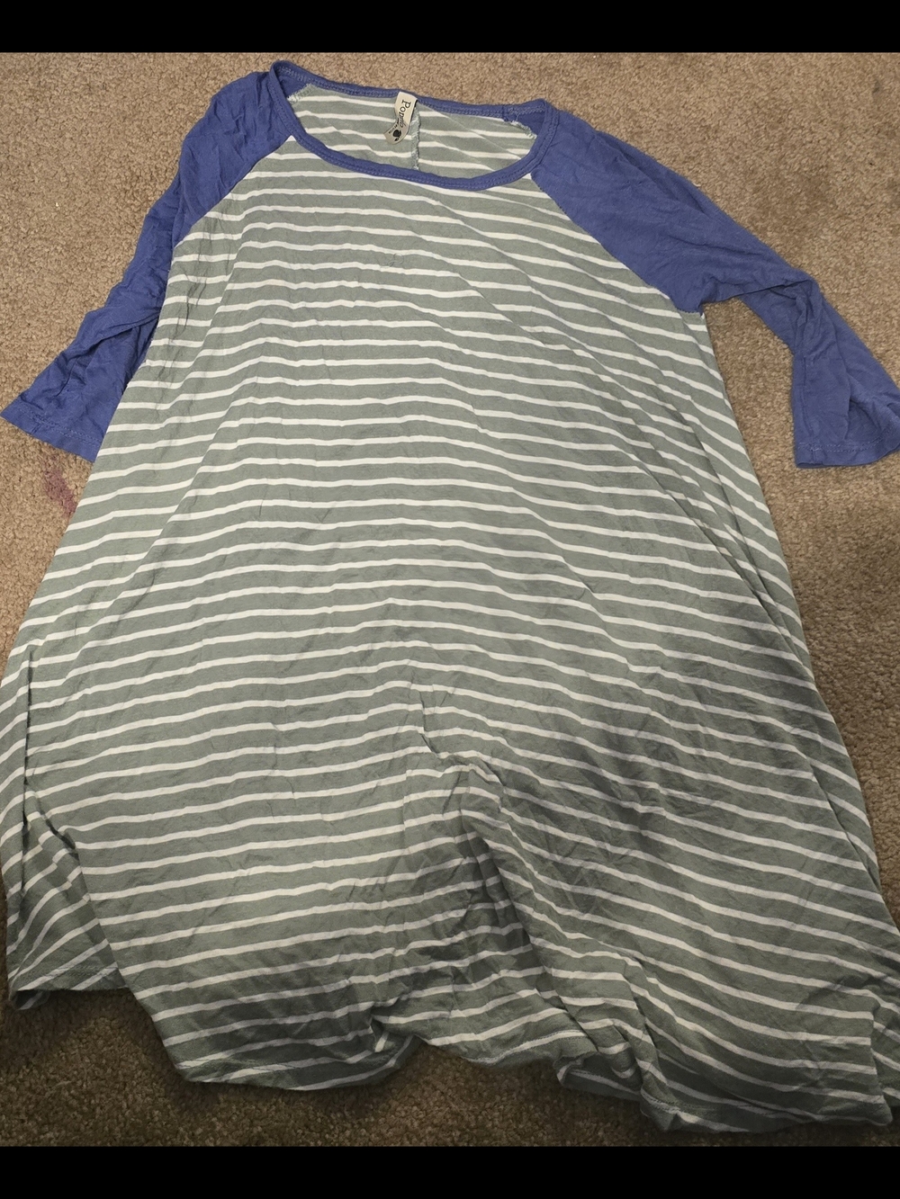 Girls' Blue Stripe Casual Raglan Dress
